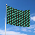 Dark Green Geometric Cube Pattern Print Polyester Flag