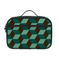 Dark Green Geometric Cube Pattern Print Portable Lunch Bag