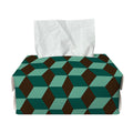 Dark Green Geometric Cube Pattern Print Rectangle Tissue Box Cover