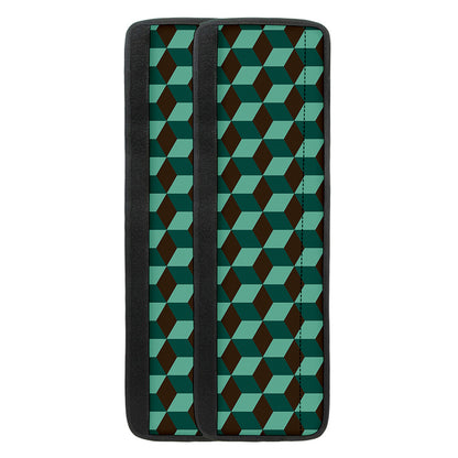 Dark Green Geometric Cube Pattern Print Refrigerator Handle Covers