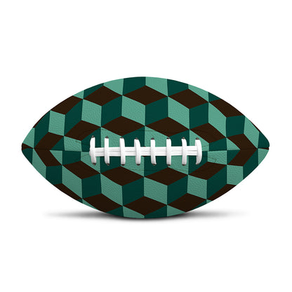 Dark Green Geometric Cube Pattern Print Rugby Ball