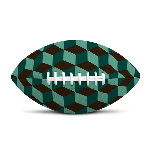 Dark Green Geometric Cube Pattern Print Rugby Ball