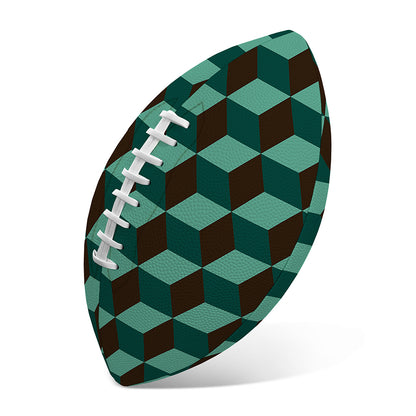 Dark Green Geometric Cube Pattern Print Rugby Ball