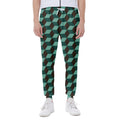 Dark Green Geometric Cube Pattern Print Joggers