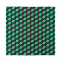 Dark Green Geometric Cube Pattern Print Silk Bandana