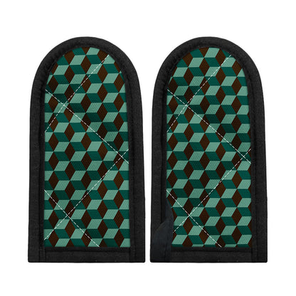 Dark Green Geometric Cube Pattern Print Skillet Handle Cover