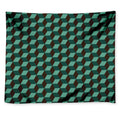 Dark Green Geometric Cube Pattern Print Tapestry