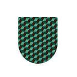 Dark Green Geometric Cube Pattern Print Toilet Lid Cover