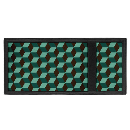 Dark Green Geometric Cube Pattern Print Trifold Wallet