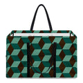 Dark Green Geometric Cube Pattern Print Utility Tote Bag