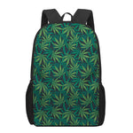 Dark Green Hemp Pattern Print 17 Inch Backpack