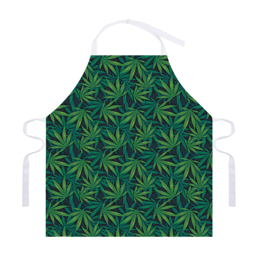 Dark Green Hemp Pattern Print Adjustable Apron