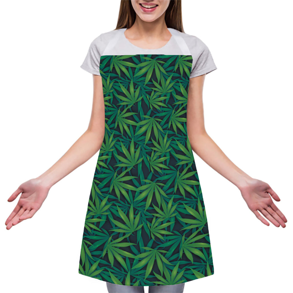 Dark Green Hemp Pattern Print Adjustable Apron