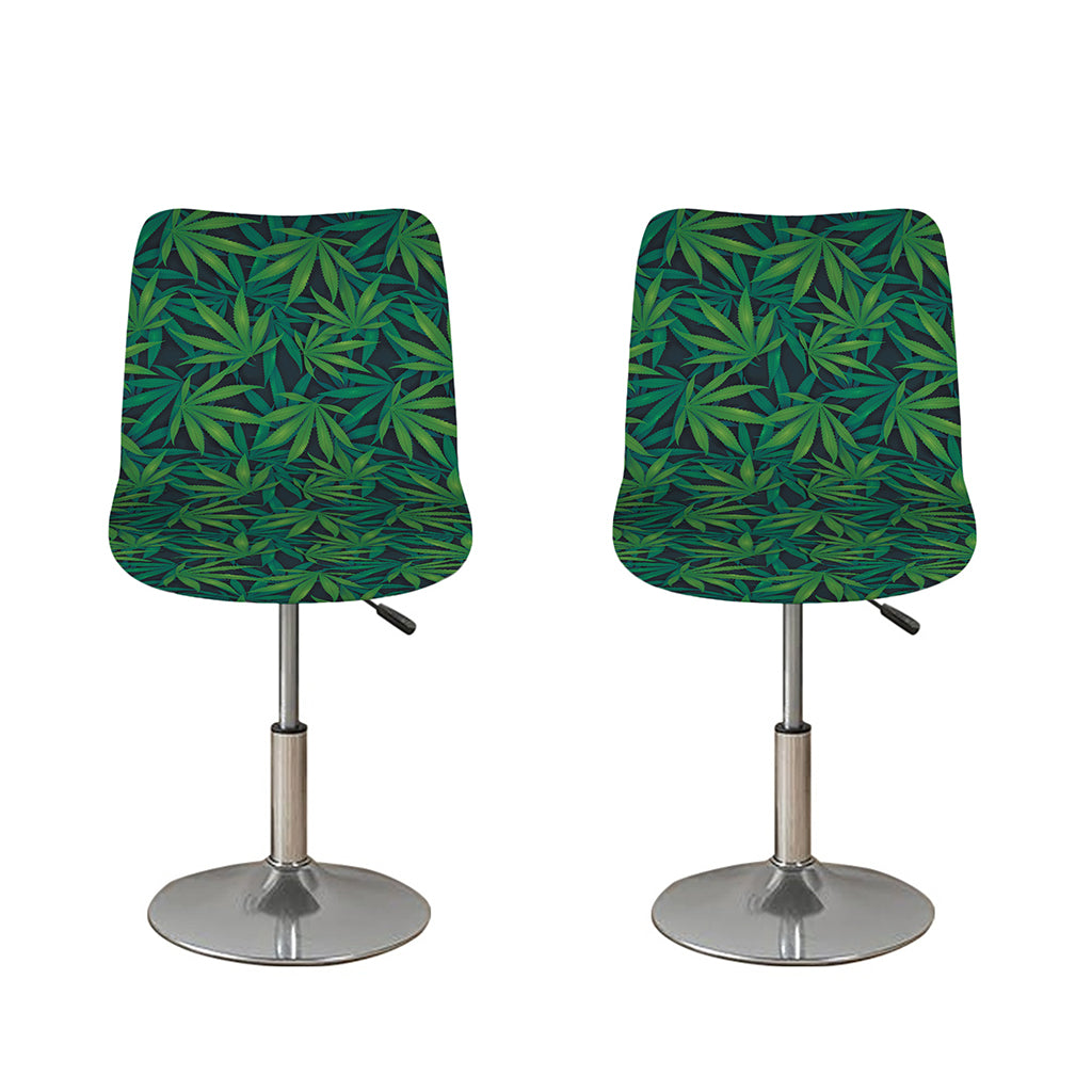 Dark Green Hemp Pattern Print Bar Stool Covers