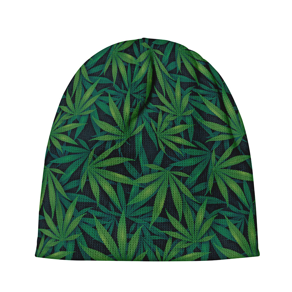 Dark Green Hemp Pattern Print Beanie