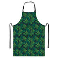 Dark Green Hemp Pattern Print Bib Apron With Pocket