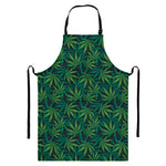 Dark Green Hemp Pattern Print Bib Apron With Pocket