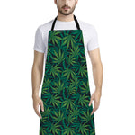 Dark Green Hemp Pattern Print Bib Apron With Pocket