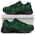 Dark Green Hemp Pattern Print Black Chunky Shoes