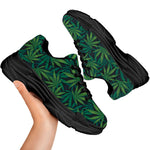Dark Green Hemp Pattern Print Black Chunky Shoes