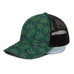 Dark Green Hemp Pattern Print Black Mesh Trucker Cap