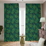 Dark Green Hemp Pattern Print Blackout Pencil Pleat Curtains