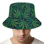 Dark Green Hemp Pattern Print Bucket Hat