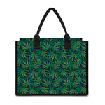 Dark Green Hemp Pattern Print Canvas Tote Bag
