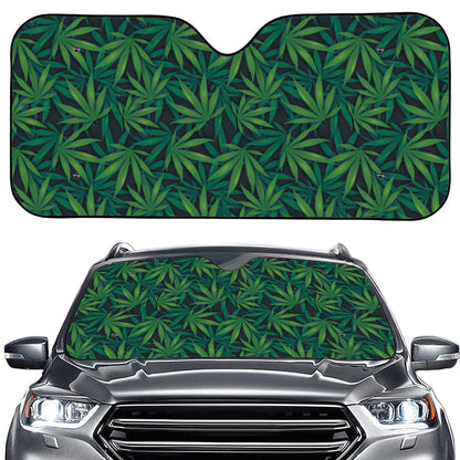Dark Green Hemp Pattern Print Car Windshield Sun Shade