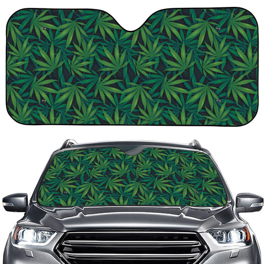Dark Green Hemp Pattern Print Car Windshield Sun Shade