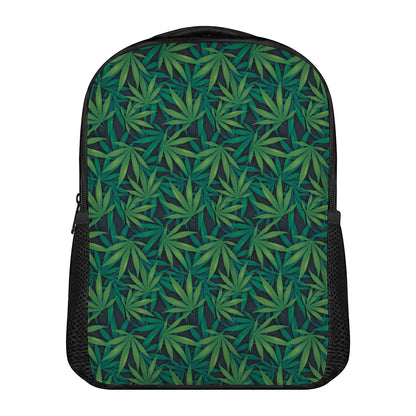 Dark Green Hemp Pattern Print Casual Backpack