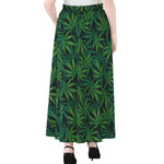Dark Green Hemp Pattern Print Chiffon Maxi Skirt