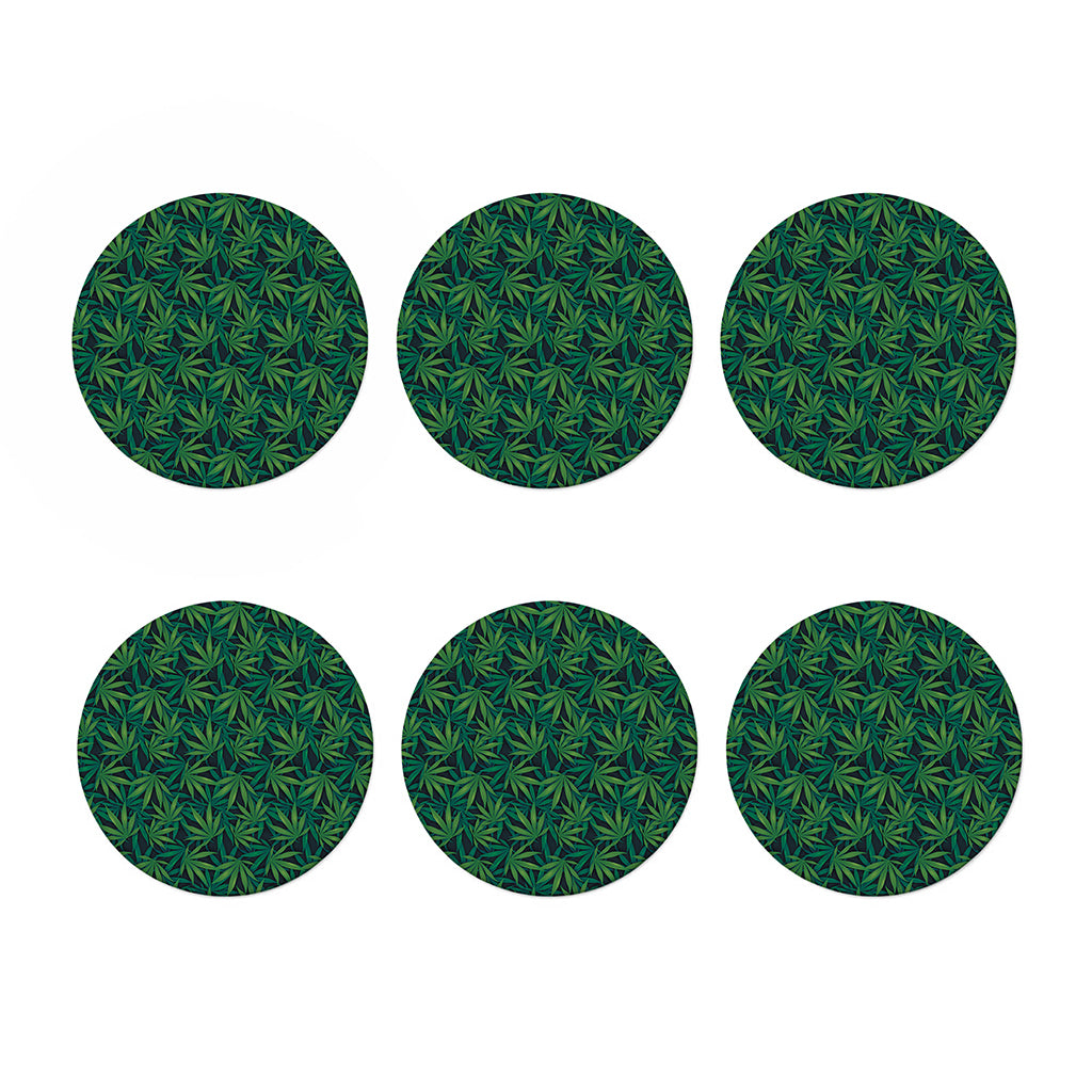 Dark Green Hemp Pattern Print Coaster Set