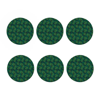 Dark Green Hemp Pattern Print Coaster Set
