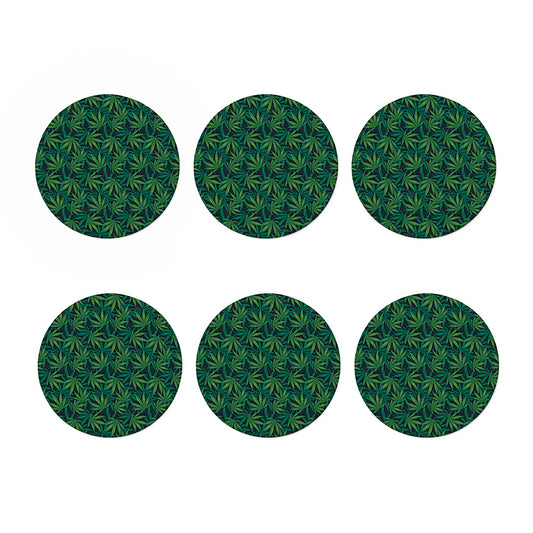 Dark Green Hemp Pattern Print Coaster Set