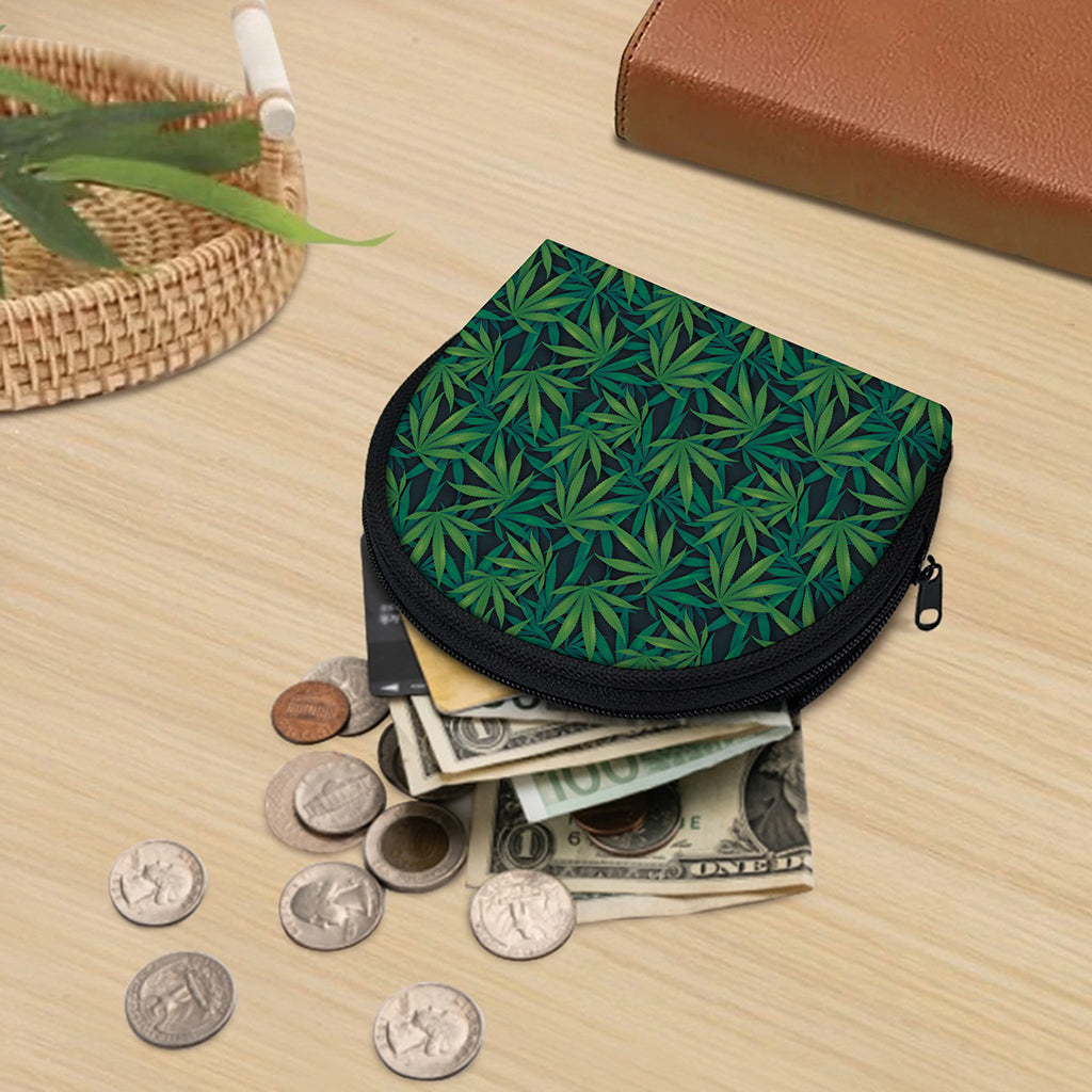 Dark Green Hemp Pattern Print Coin Purse