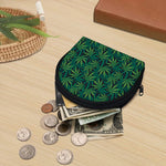 Dark Green Hemp Pattern Print Coin Purse