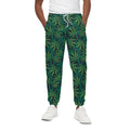 Dark Green Hemp Pattern Print Cotton Sweatpants