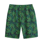 Dark Green Hemp Pattern Print Cotton Shorts