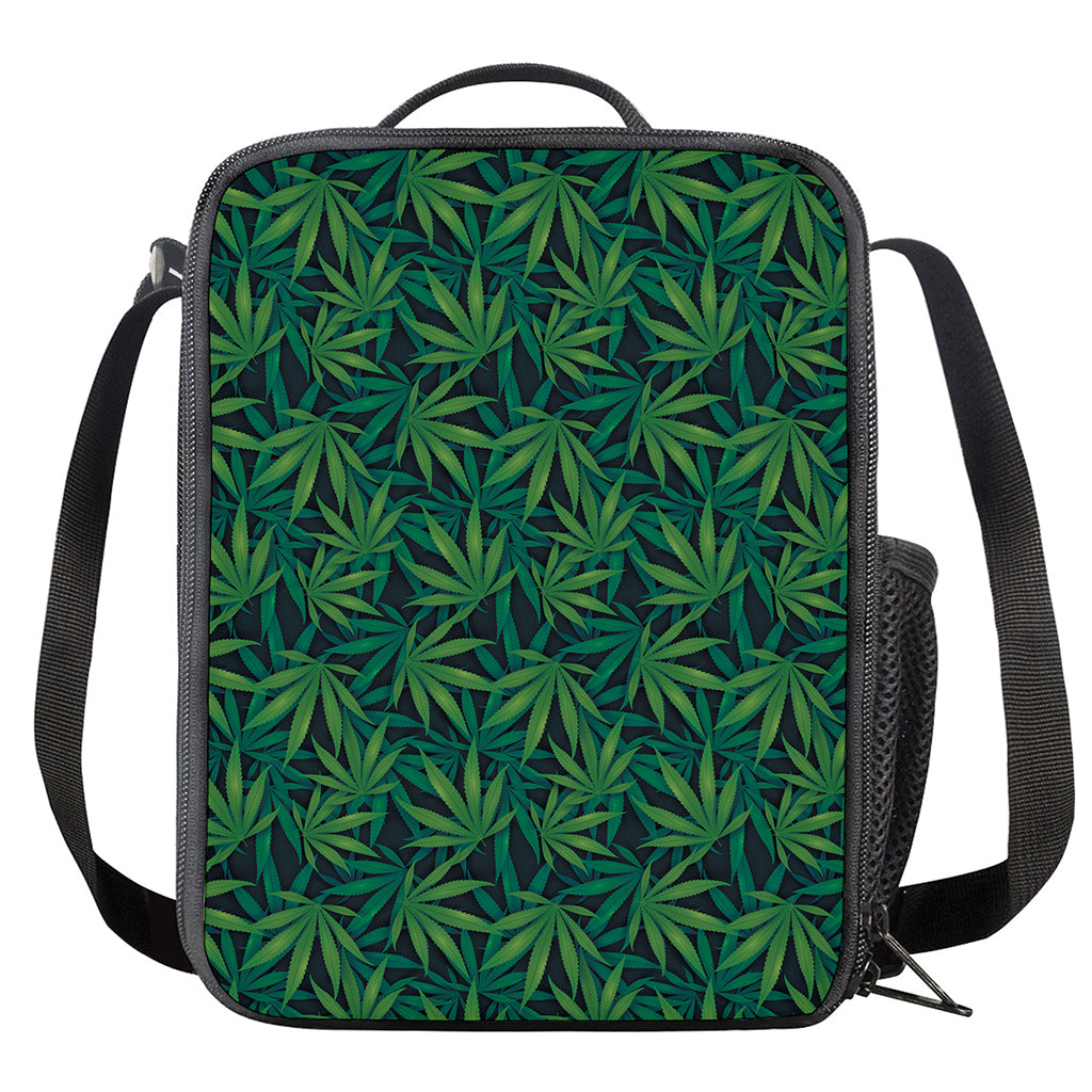 Dark Green Hemp Pattern Print Crossbody Lunch Bag