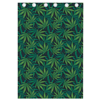 Dark Green Hemp Pattern Print Curtain