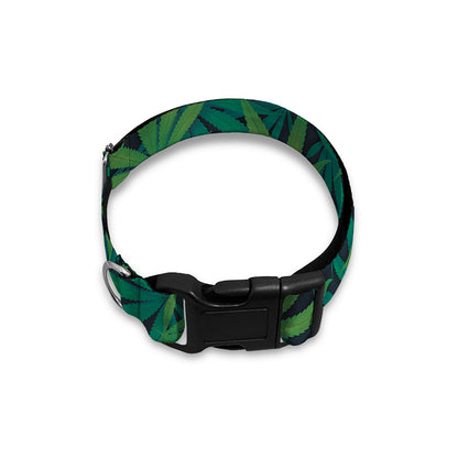 Dark Green Hemp Pattern Print Dog Collar