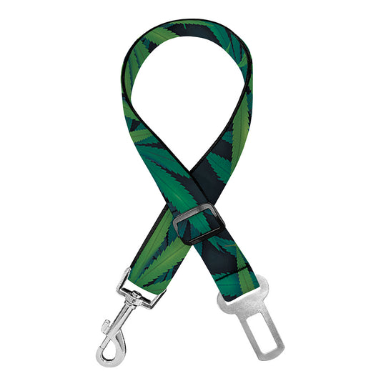Dark Green Hemp Pattern Print Dog Seat Belt
