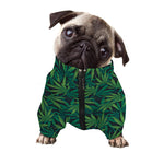 Dark Green Hemp Pattern Print Dog Zip Up Jacket