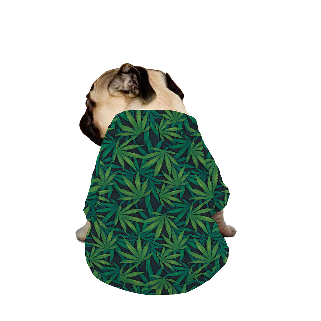 Dark Green Hemp Pattern Print Dog Zip Up Jacket