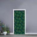 Dark Green Hemp Pattern Print Door Sticker
