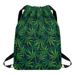 Dark Green Hemp Pattern Print Drawstring Backpack
