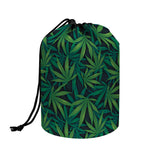 Dark Green Hemp Pattern Print Drawstring Makeup Bag