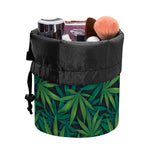 Dark Green Hemp Pattern Print Drawstring Makeup Bag