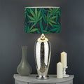 Dark Green Hemp Pattern Print Drum Lamp Shade